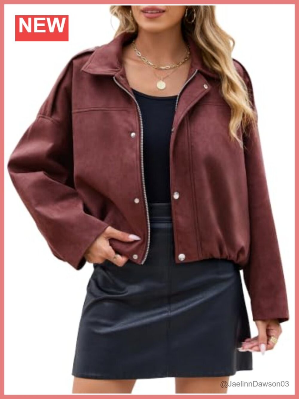 Faux Suede Cropped Bomber Jacket Drop Shoulder Zip Up Casual Womens Fall